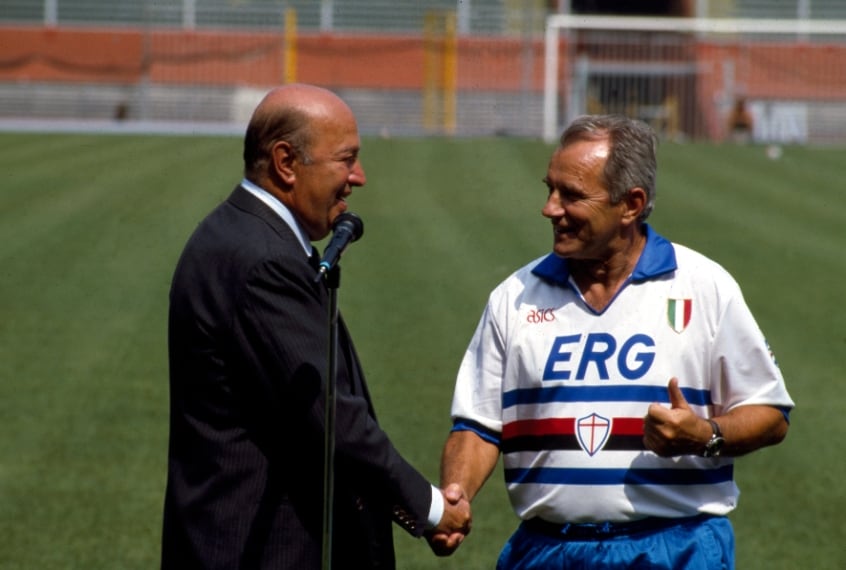 Lo storico presidente della Sampdoria assieme a Boskov.
