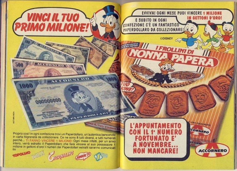 Ogni biscotto aveva la faccia di Paperino, di Nonna Papera o degli altri personaggi Disney, al sapore di frolla e miele.