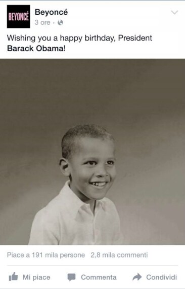 La cantante gli ha fatto gli auguri pubblicamente, accompagnandoli con una foto che ritrae il Presidente degli Stati Uniti da bambino.