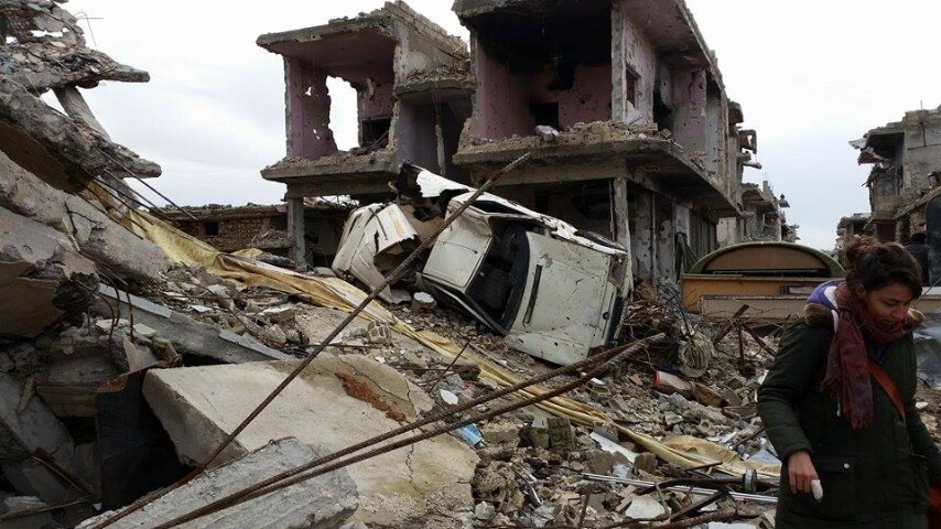 Case distrutte a Kobane