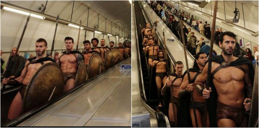 Con indomita temerarietà scendono le scale mobili.