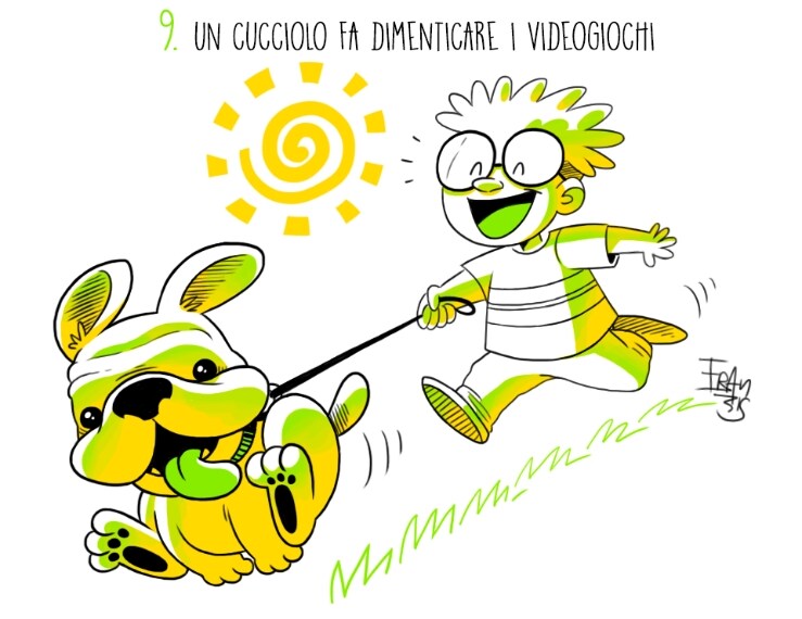 Regalare un cane o un cucciolo a un bambino è un buon metodo per farlo staccare dai videogiochi. Uscire di casa per farlo passeggiare e prendersi cura di lui diventa infatti la preoccupazione primaria del piccolo, che, di fronte al suo affetto incondizionato, comincia a dare più importanza ai rapporti reali piuttosto che a quelli virtuali.