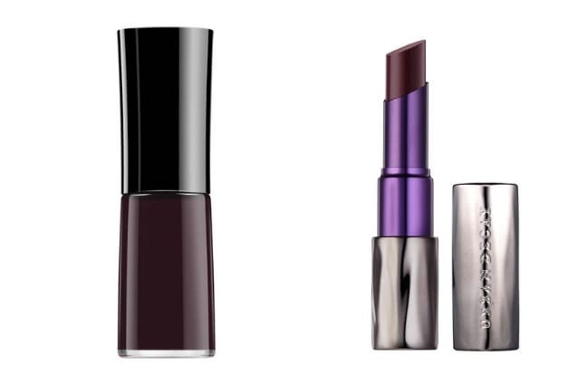 Smalto: Giorgio Armani - Nail Lacquer (Night Viper) Labbra: Urban Decay - Rossetti Revolution (Shame)