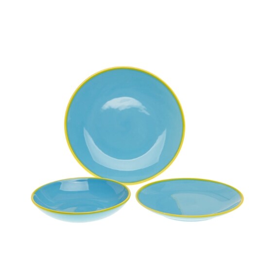 Set composto da diciotto piatti in ceramica con profilo a contrasto (sei piani, sei fondi e sei da frutta), Coin Casa 59,94 euro