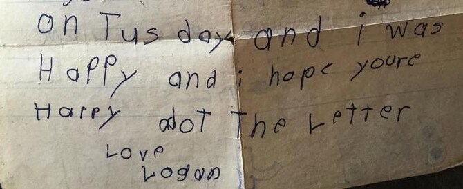 e ero contento! Spero sarai contento anche tu per la lettera. Con affetto, Logan."