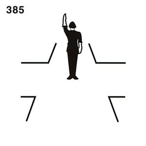 Braccio alzato verticalmente, corrisponde alla luce gialla del semaforo