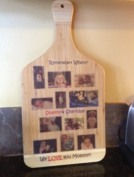 Un bel collage con immagini di famiglia: un'altra bella decorazione da cucina.