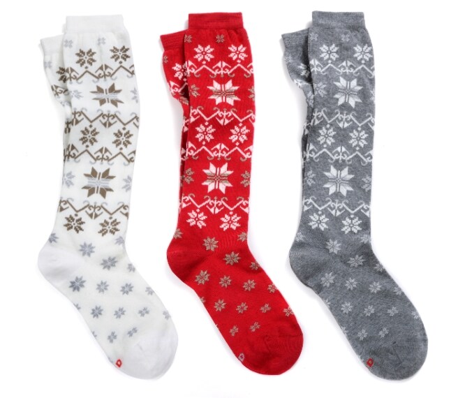 Calza lunga in lana e lurex con motivo norvegese Red, 25 euro