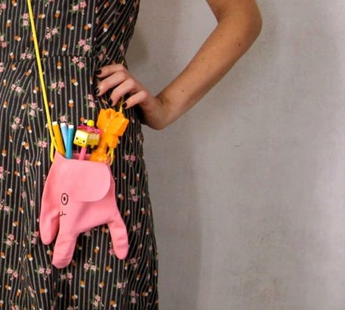 Little bag made out of a rubber glove