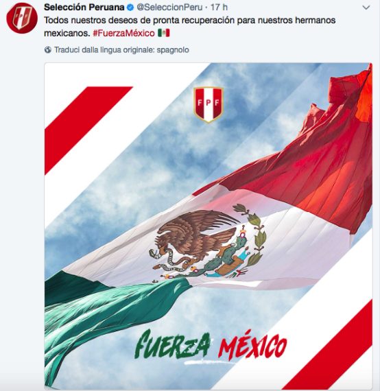 Il profilo Twitter della nazionale peruviana.