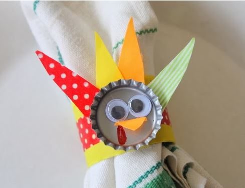 A beautiful crafts for your Thanksgiving's table and it's made with a bottle cap. Source: https://www.thecountrychiccottage.net/