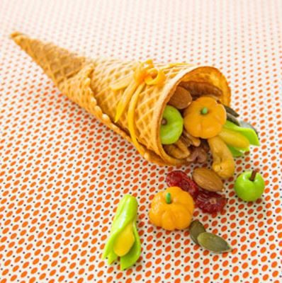 This miniature cornucopia contains little fruit candies. Source: http://www.parents.com/