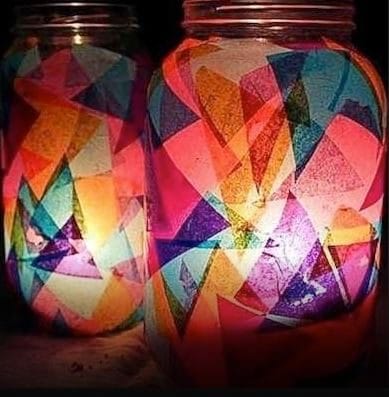 Paste colored paper on the jars and put in some candles.
