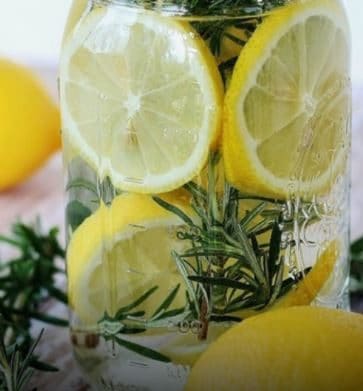 Diy deodorant with lemons and herbs.