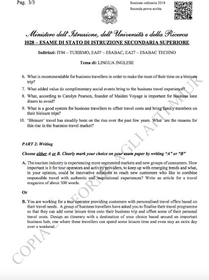 Tecnico Turismo: inglese ("The rise of ‘bleisure trips'").