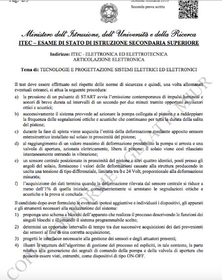 Tecnico Indirizzo Elettronica ed Elettrotecnica: Sistemi automatici.