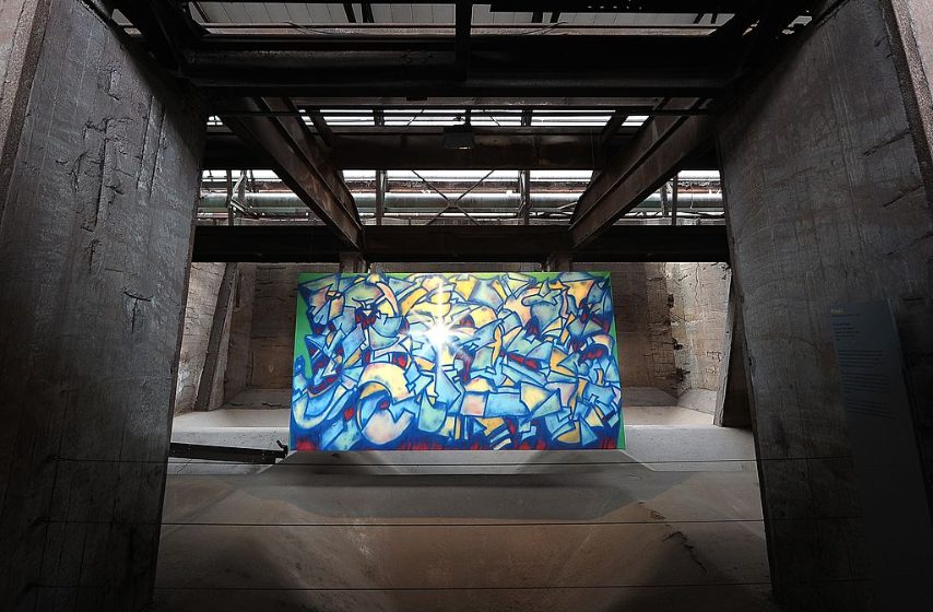 Phase 2 for "Urban Art Biennale" exhibtion at the World Cultural Heritage Site at the Volklingen Ironworks on March 21, 2013. AFP PHOTO/FREDERICK FLORIN
