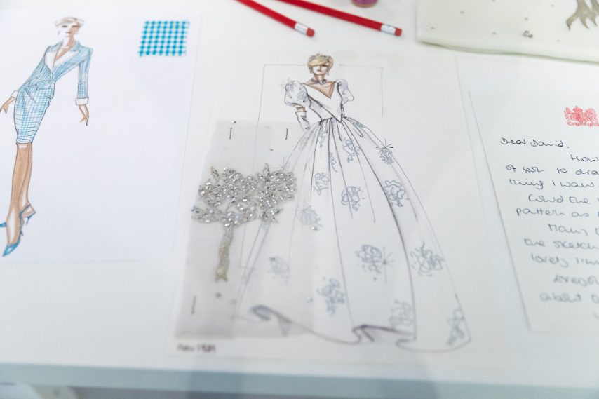 i bozzetti di alcuni abiti indossati da Lady D