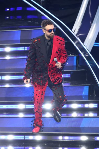 Dargen D'Amico in custom made Moschino Sanremo 2024