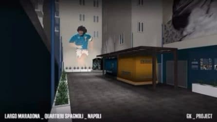 Il progetto del nuovo Largo Maradona ai Quartieri Spagnoli: nuova illuminazione per il Murale