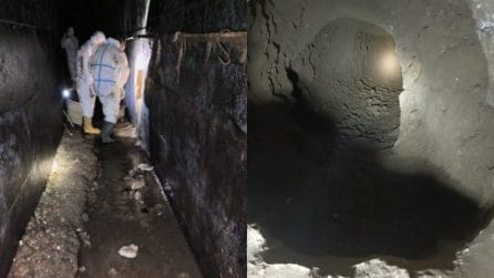 I tunnel scavati dai rapinatori della banca Credit Agricole di piazza Medaglie d'Oro a Napoli