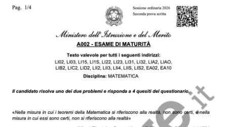 Maturità 2026, le foto della traccia di matematica al liceo Scientifico