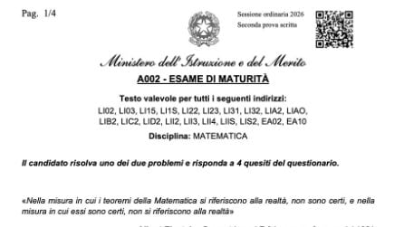 Tutte le tracce della seconda prova Maturità 2026 di licei e istituti tecnici
