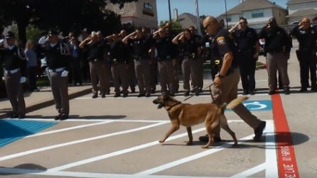 Il cane dello sceriffo non ha più speranze: l'ultimo saluto da parte degli ufficiali è commovente