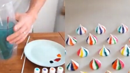 Come realizzare delle mini meringhe con i colori dell'arcobaleno: un dolce originale e creativo