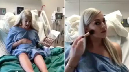 Trucco e pennelli durante il travaglio: ciò che fa questa donna in ospedale vi stupirà