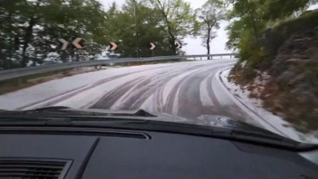 Cade la prima neve in provincia di Roma: strade si tingono di bianco