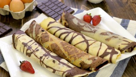 Crêpes bicolore con crema di nocciole: belle da vedere e super deliziose!