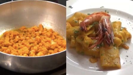 Paccheri con zucca e gamberi: cremosi e semplici da preparare