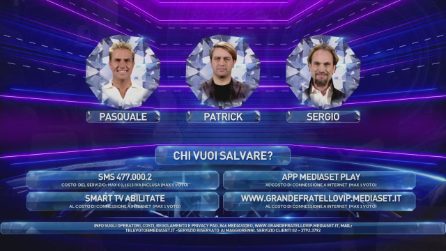 Televoto flash per Pasquale, Patrick e Sergio