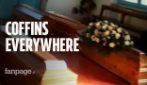 In this retirement home in Milan, rooms are filled up with coffins