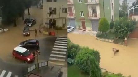 Matelica, violento nubifragio: strade allagate e ricoperte di fango