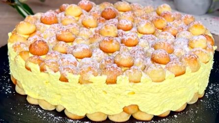 Torta alla crema con mini profiteroles: la ricetta del dolce che stupirà i tuoi ospiti