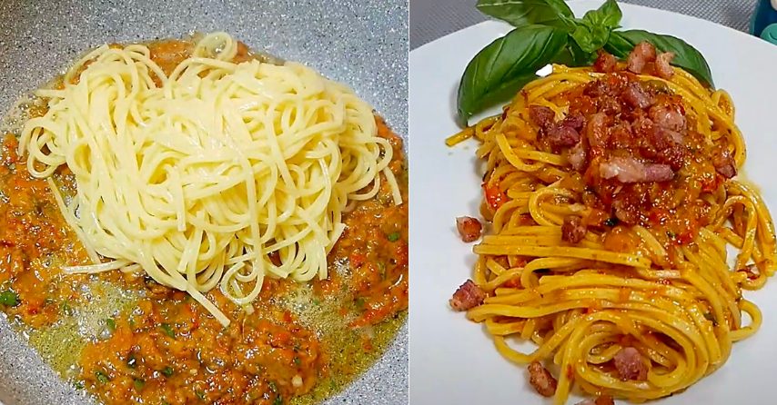 Tagliolini con crema di peperoni e pancetta: la ricetta del primo ...