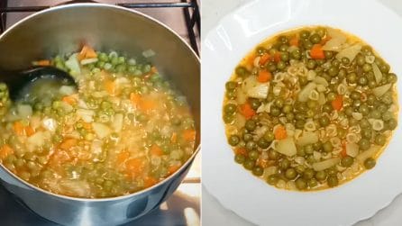 Minestra di pasta e piselli: la ricetta del piatto completo da provare