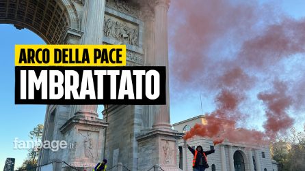 Ultima Generazione imbratta Arco della Pace a Milano: "No alla guerra e sì ai fondi per l'ambiente"