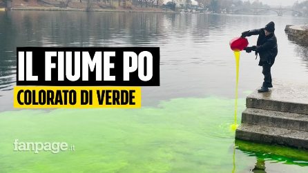 Il fiume Po diventa verde dopo un blitz degli attivisti: "La crisi climatica ci fa paura"