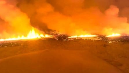 Eruzione in Islanda: le immagini impressionanti delle fontane di lava