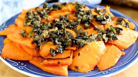 Zucca con olive ed erbette