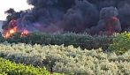 Incendio a Pastorano, grossa nube di fumo nero: “Non aprite porte e finestre”