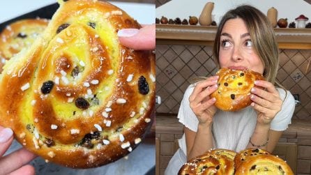 Swirls with custard and raisins: SOFT and super DELICIOUS brioches!