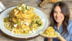 PASTA CON FIORI DI ZUCCA E FETA