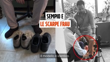 Le immagini di Sempio che prova scarpe Frau 42 per la consulenza sull'impronta di Garlasco
