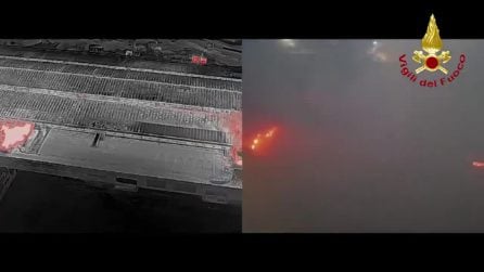 Incendio a Milano nel deposito Bartolini: le operazioni di spegnimento