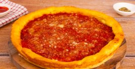 DEEP DISH PIZZA: tall and thin like the one in Chicago!