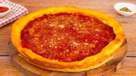DEEP DISH PIZZA: tall and thin like the one in Chicago!
